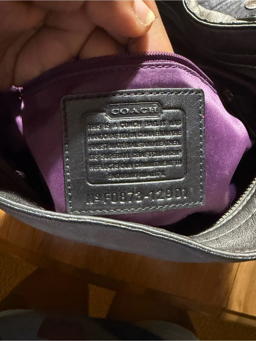Coach Zoe Patchwork Leather & Fabric Hobo Bag in Black and Gray - Picture 9 of 13